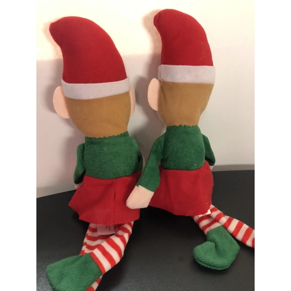 Christmas Plush Elf Set of 2 Fabric Holiday‎ Decoration Small Elves Preowned